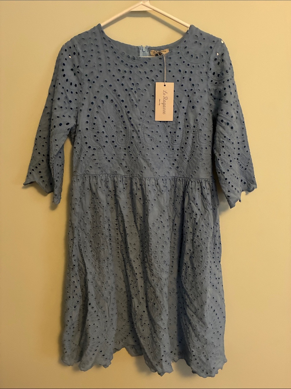 Light Blue Eyelet Mini Dress - Women's Casual Summer Dress